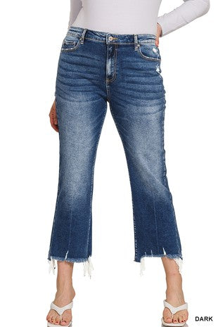 Kick Crop Flare Denim Pants - Plus