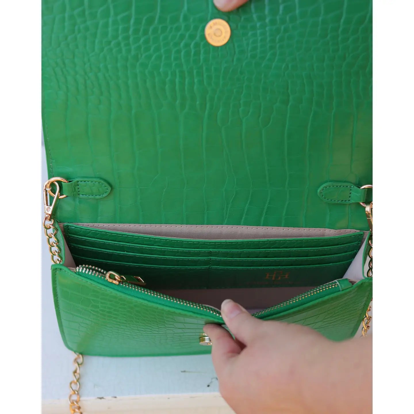 Green Envy Croc Purse Crossbody - Caroline Hill