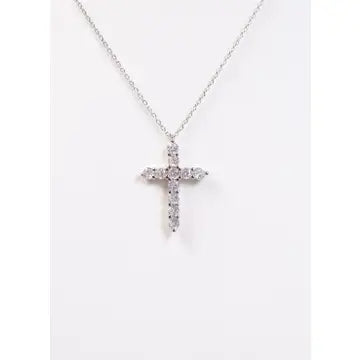 Valencourt Cz Cross Necklace - Silver