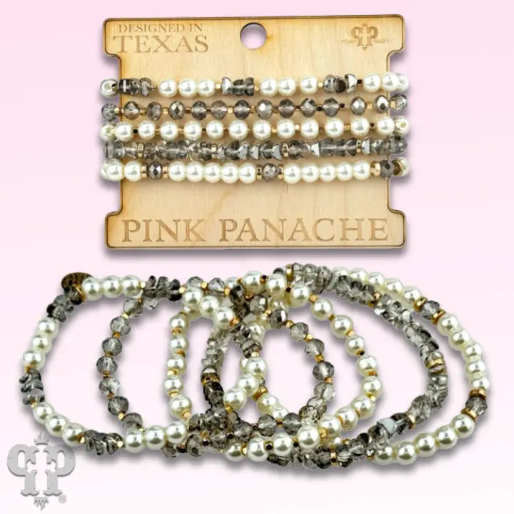 Pearl and Faceted Bead Bracelet Stack