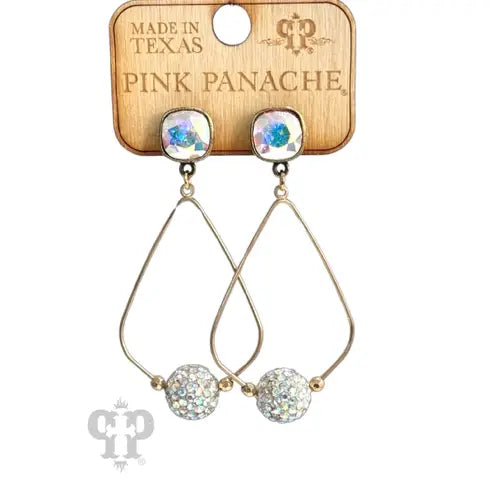 Pave Rhinestone Bead Teardrop Earring with Austrian Crystal