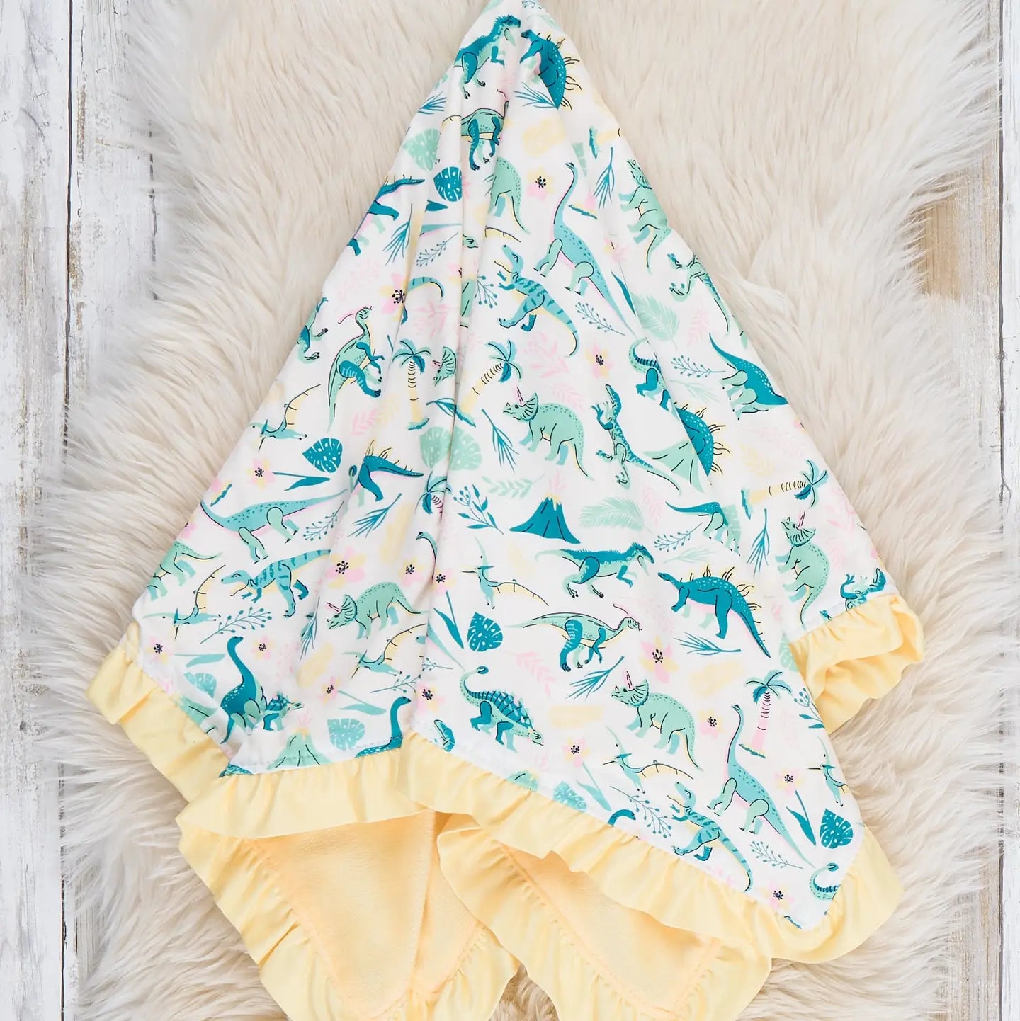 Sweet Jurassic Garden Ruffle Blanket
