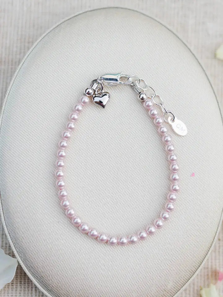 Dainty Pink Pearl Bracelet Girls + Babies