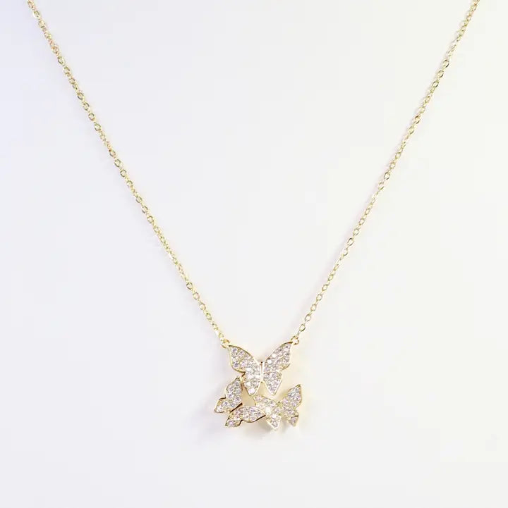 Taos Pave Butterfly Necklace - Gold