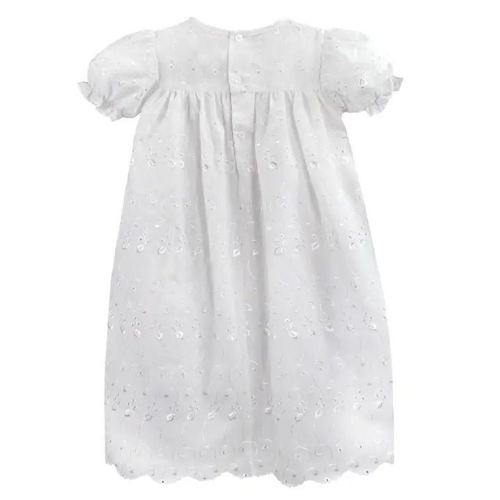 The Eyelet Blessing Gown + Bonnet Set
