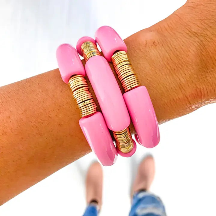 ONE Chunky Pink + Gold Disc Bangle