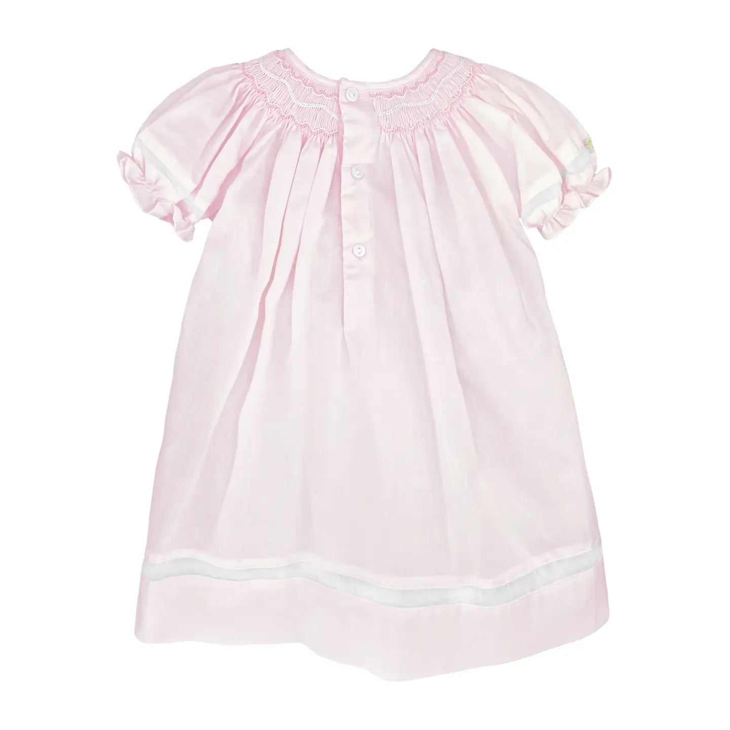 Smocked Daygown with Voile Insert - Pink