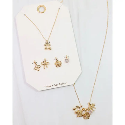 Cherry On Top Charm Necklace Set Gold - Caroline Hill