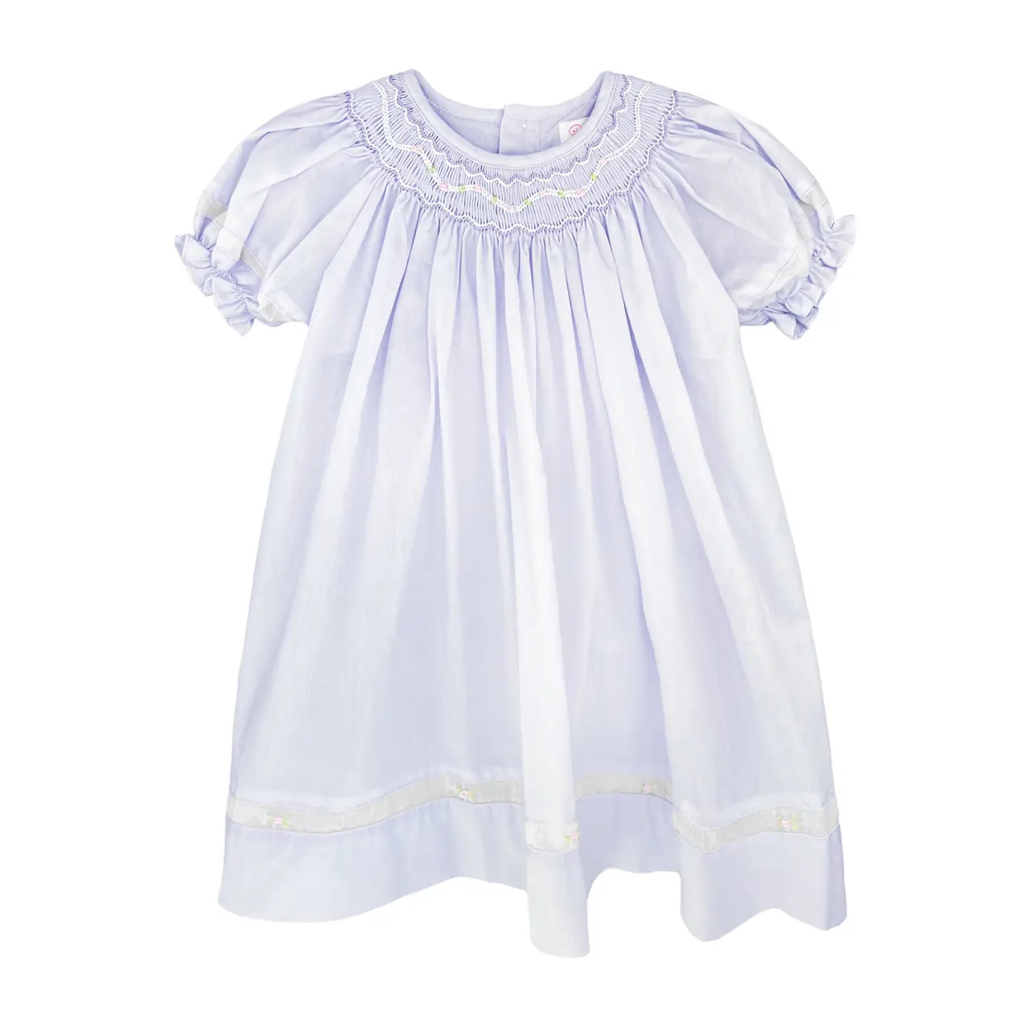 Smocked Daygown with Voile Insert - Lavender