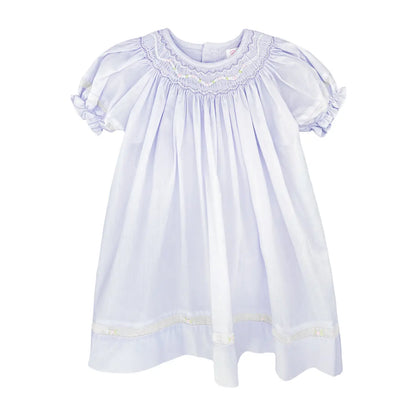 Smocked Daygown with Voile Insert - Lavender