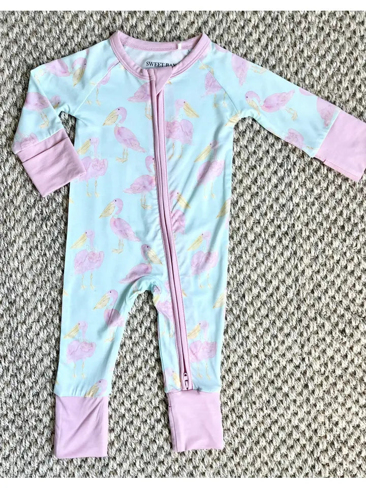 Pink Pelican Zipper Onesie