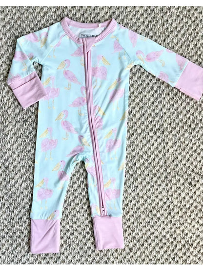 Pink Pelican Zipper Onesie
