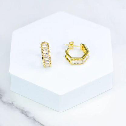 Cz Baguette Huggie Hoop Earrings