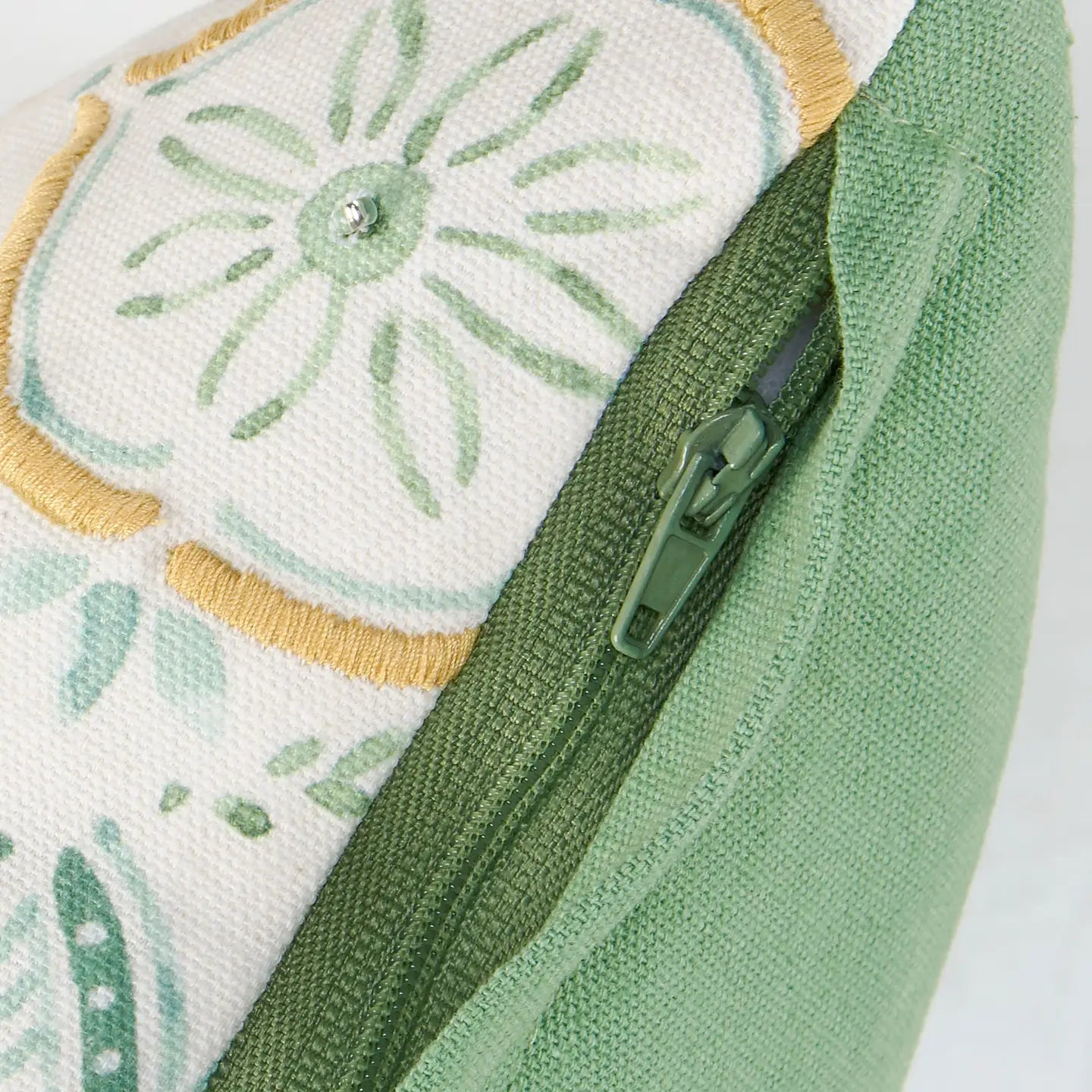 Green Beaded Throw Pillow