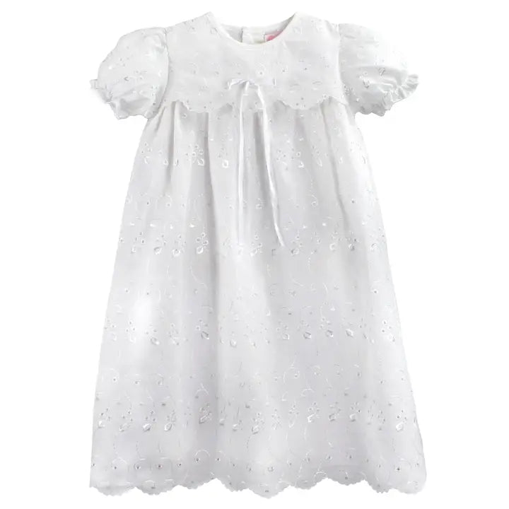 The Eyelet Blessing Gown + Bonnet Set