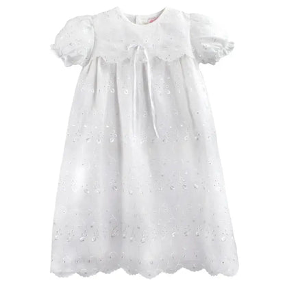 The Eyelet Blessing Gown + Bonnet Set