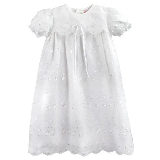 The Eyelet Blessing Gown + Bonnet Set