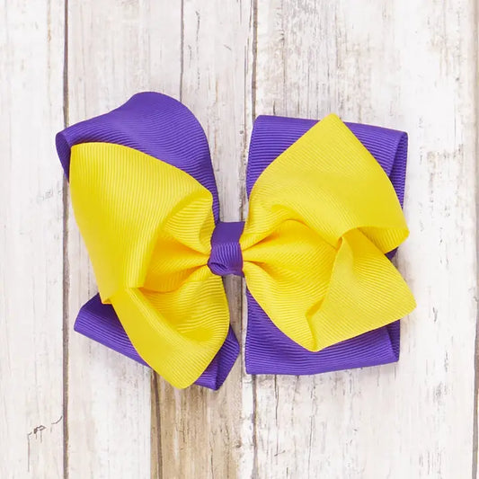 Purple + Gold Hair Bow - 5 inch