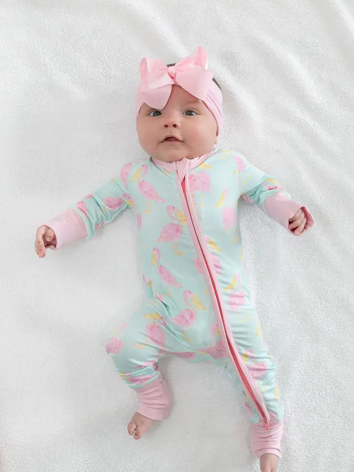 Pink Pelican Zipper Onesie