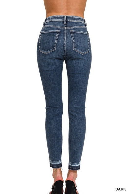 Riverbend Distressed Denim High Rise Cropped Skinny Denim Pants
