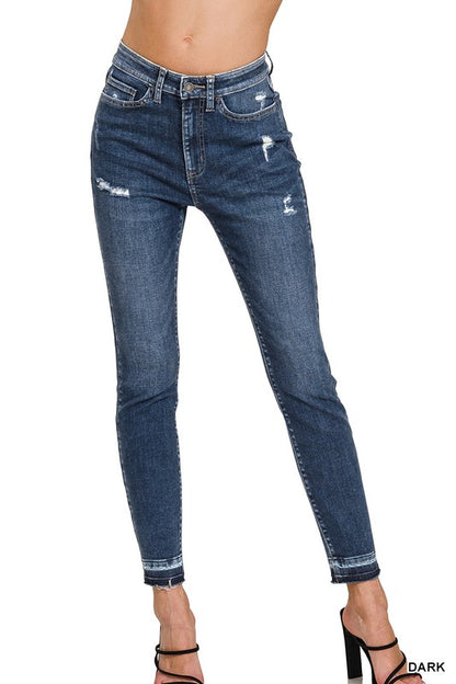 Riverbend Distressed Denim High Rise Cropped Skinny Denim Pants