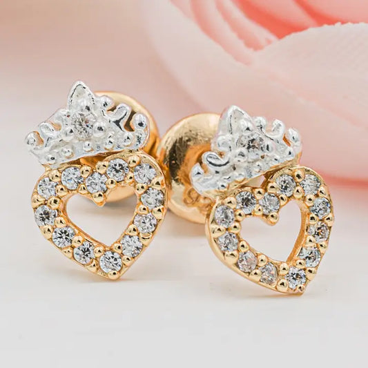 14K Gold Plated Tiara Heart Earrings