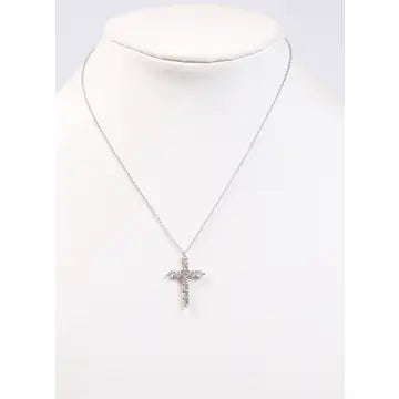 Valencourt Cz Cross Necklace - Silver