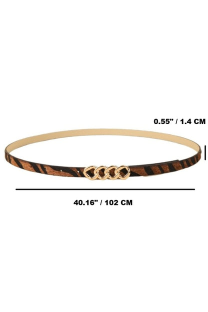 Chain Buckle Fashion Belt- Brown