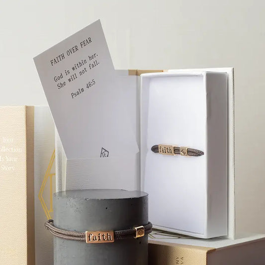 Sentiment Bracelet – Faith | Espresso Brown Cord