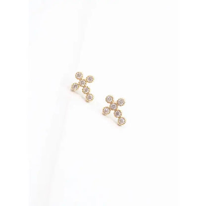 Francoise Cz Cross Earring Gold - Caroline Hill
