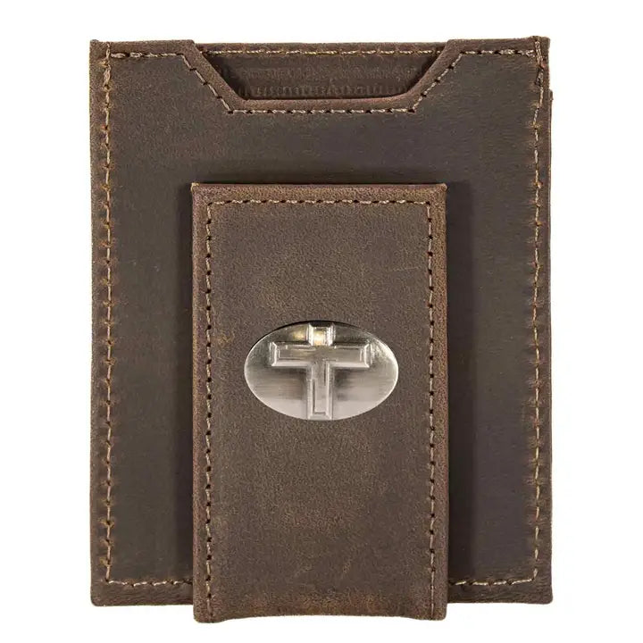 Christian Cross Magnetic Leather Slim Wallet