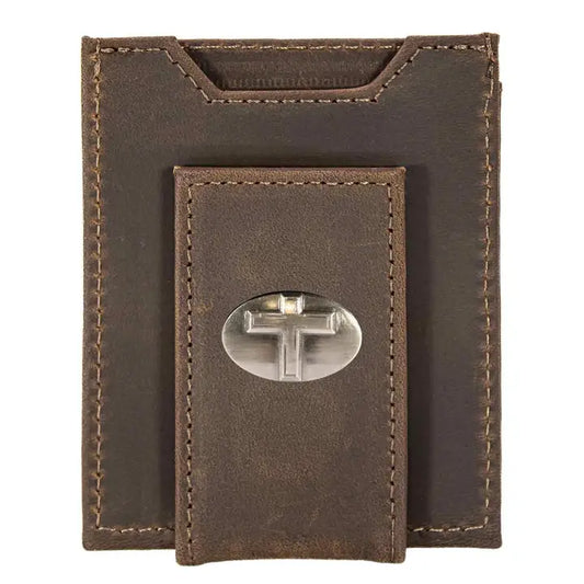 Christian Cross Magnetic Leather Slim Wallet