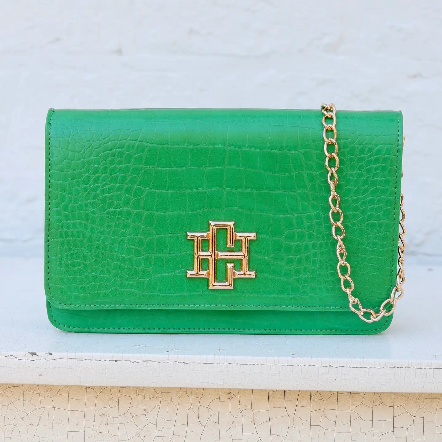 Green Envy Croc Purse Crossbody - Caroline Hill