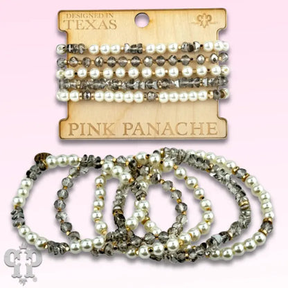 Pearl and Faceted Bead Bracelet Stack