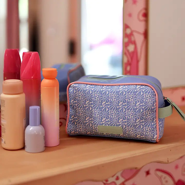 'BABY' Embroidered Handle Bag - (Periwinkle/Coral)