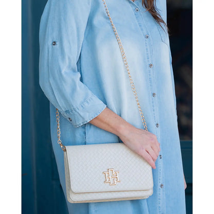 Caroline Hill- Bryn Clutch/Crossbody Woven Almond