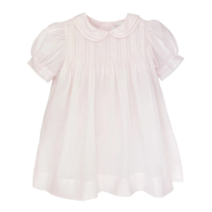 Pastel Pink Dress with Pintucks and Featherstitching