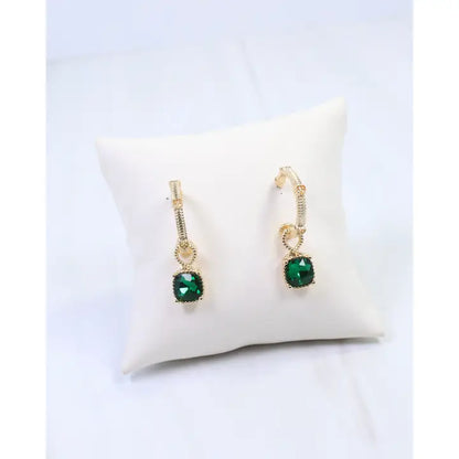 Green Jewel Dangle Earrings - Caroline Hill
