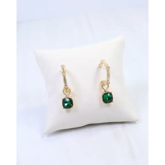 Green Jewel Dangle Earrings - Caroline Hill