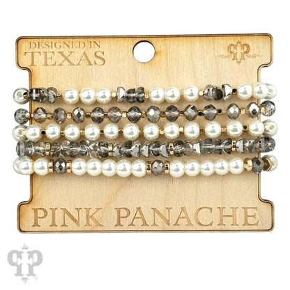 Pearl and Faceted Bead Bracelet Stack