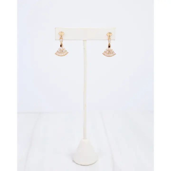 Cabrits Cz Fan Drop Earring Gold - Caroline Hill