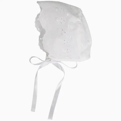 The Eyelet Blessing Gown + Bonnet Set