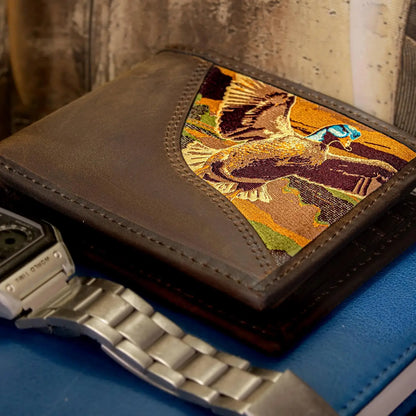 Men's Mallard Bifold Woven Patch Leather Wallet