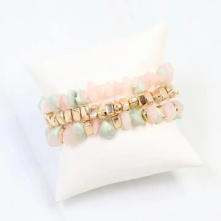 Caroline Hill - Eastpointe Beaded Stretch Bracelet Set - Blush