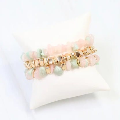 Caroline Hill - Eastpointe Beaded Stretch Bracelet Set - Blush