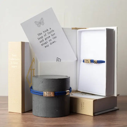 Sentiment Bracelet – Keep Going | Blue Cord