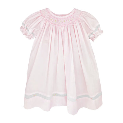 Smocked Daygown with Voile Insert - Pink