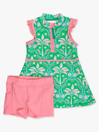 Coconut Cabana Flutter Sleeve Active Dress & Biker Short Set