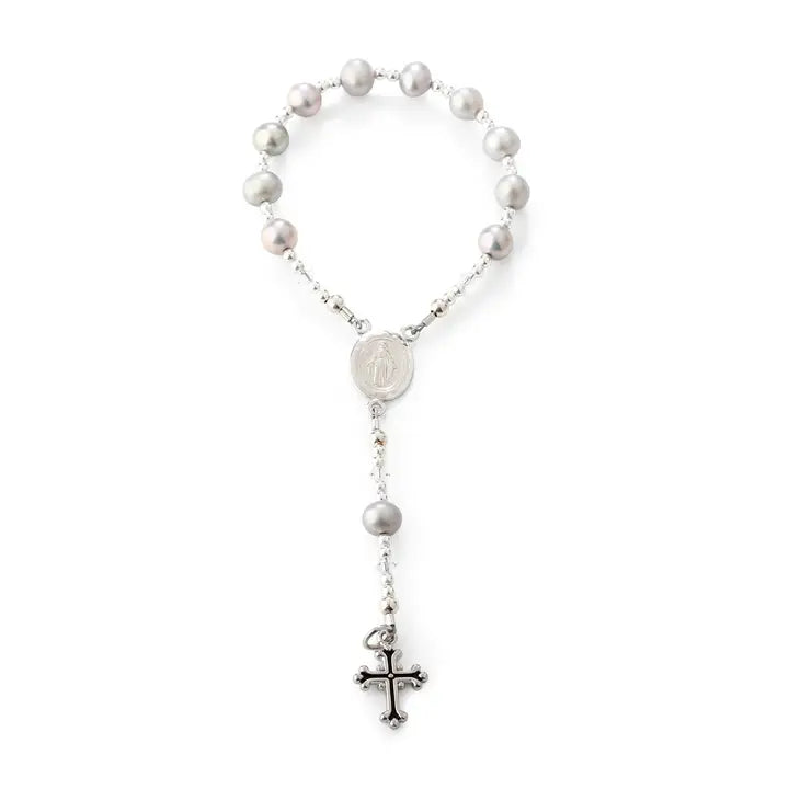 Sterling Silver Grey Baby Rosary