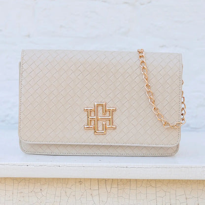 Caroline Hill- Bryn Clutch/Crossbody Woven Almond